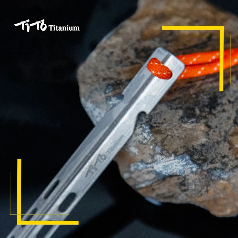 TiTo Titanium tent nails V shaped design Outdoor camping Windproof equipment Tent tool for Soft ground 6/8/10/12pc