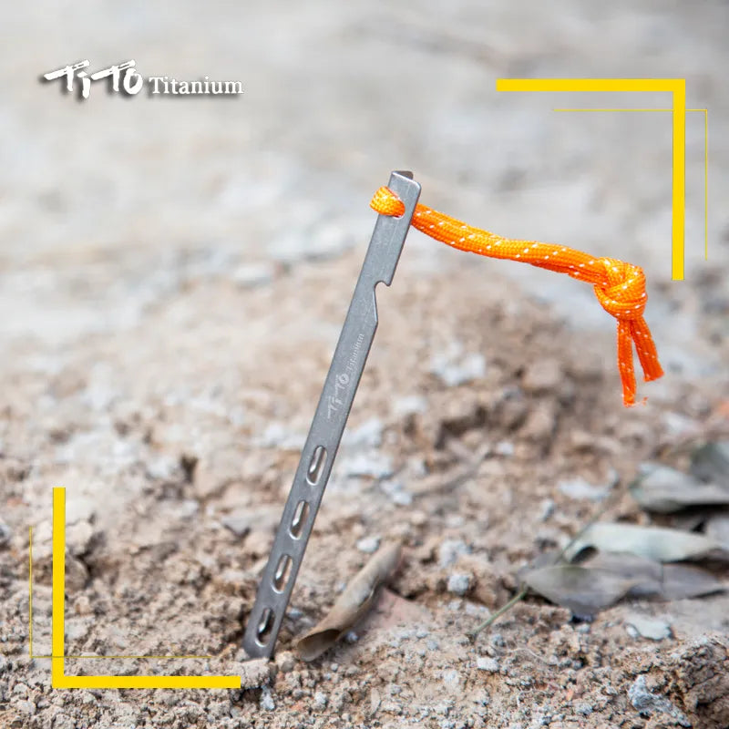 TiTo Titanium tent nails V shaped design Outdoor camping Windproof equipment Tent tool for Soft ground 6/8/10/12pc