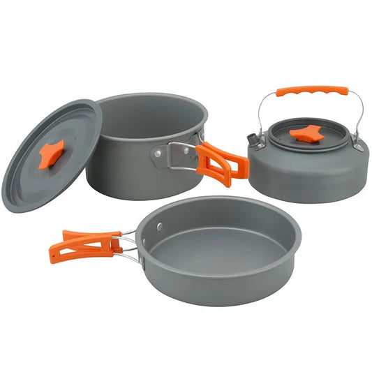 Outdoor Cookware Set DS311 Camping Cooking Set 3 Person Pot Pan 1.1L Kettle