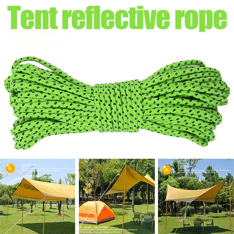 Camping Rope 5m Luminous Nylon Windproof Fluorescent Reflective 2.5mm Tent Rope Cord for Outdoor Hiking Climbing Rope Lanyard