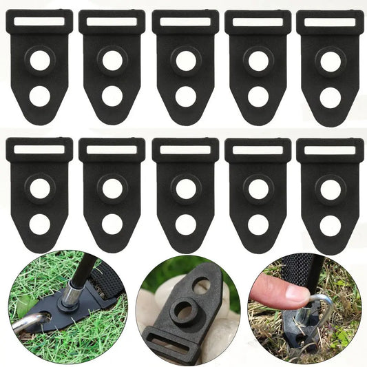 High Quality Double Eyes Black Hiking Accessories Tent Feet Clamp Wind Rope Buckle Tent Clip Outdoor Camping Traveling