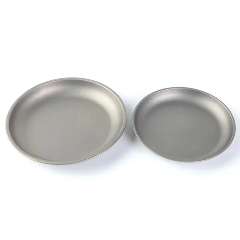 Outdoor Portable Pure Titanium Fruit Vegetable Dish Plate Titanium Alloy Tableware Camping Supplies