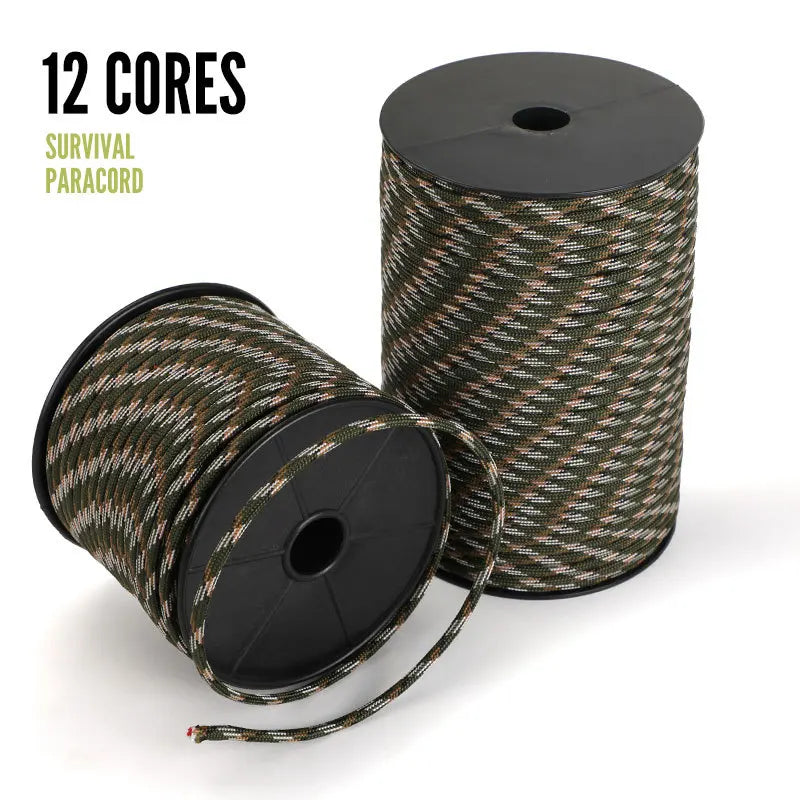 50m 12 Strand 650 Military 4mm Paracord Camping Survival 9x Parachute Cores