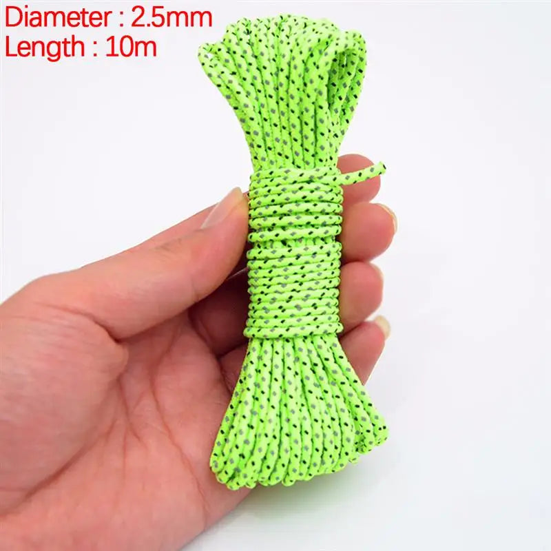 Camping Rope 5m Luminous Nylon Windproof Fluorescent Reflective 2.5mm Tent Rope Cord for Outdoor Hiking Climbing Rope Lanyard