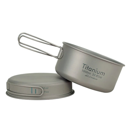 Ultralight Titanium Pan Outdoor Cookware Camping Pot Folding Tableware Enhancing The Body Resistance