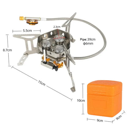 Newest Arrival Outdoor Portable Three Head Stove Camping Windproof Stove Camping Picnic Burner Outdoor Foldable Gas Stove