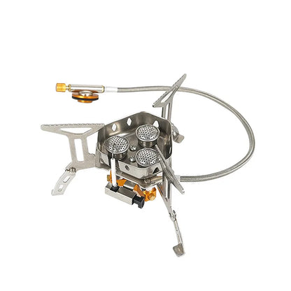 Newest Arrival Outdoor Portable Three Head Stove Camping Windproof Stove Camping Picnic Burner Outdoor Foldable Gas Stove